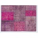 Fuchsia Patchwork Rug Made from Over-Dyed Vintage Carpets Custom Options Av.