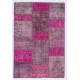 Fuchsia Patchwork Rug Made from Over-Dyed Vintage Carpets Custom Options Av.