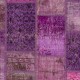 Hand-Knotted Pink and Purple Patchwork Rug | Modern Overdyed Turkish Wool Carpet for Living Room, Bedroom and Kitchen