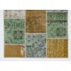 Contemporary Turkish Handmade Patchwork Rug in Yellow, Blue, Green & Beige. Custom Options Available