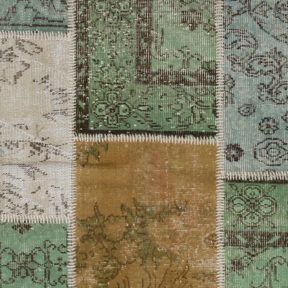 Hand-Knotted Yellow, Blue, Green, Beige Patchwork Rug | Modern Overdyed Turkish Wool Carpet for Living Room, Bedroom and Kitchen Hand-Knotted Yellow, Blue, Green, Beige Patchwork Rug | Modern Overdyed Turkish Wool Carpet for Living Room, Bedroom and Kitchen