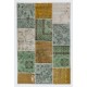 Contemporary Turkish Handmade Patchwork Rug in Yellow, Blue, Green & Beige. Custom Options Available