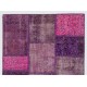 Fuchsia Patchwork Rug Made from Over-Dyed Vintage Carpets Custom Options Av. Fuchsia Patchwork Rug Made from Over-Dyed Vintage Carpets Custom Options Av.