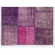 Fuchsia Patchwork Rug Made from Over-Dyed Vintage Carpets Custom Options Av. Fuchsia Patchwork Rug Made from Over-Dyed Vintage Carpets Custom Options Av.