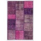 Fuchsia Patchwork Rug Made from Over-Dyed Vintage Carpets Custom Options Av.