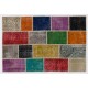 Multicolor Handmade Patchwork Rug Made from Over-Dyed Vintage Carpets