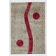 Custom Unique Design Handmade Vintage Patchwork Rug in Red and Beige. Modern Turkish Carpet. Woolen Floor Covering