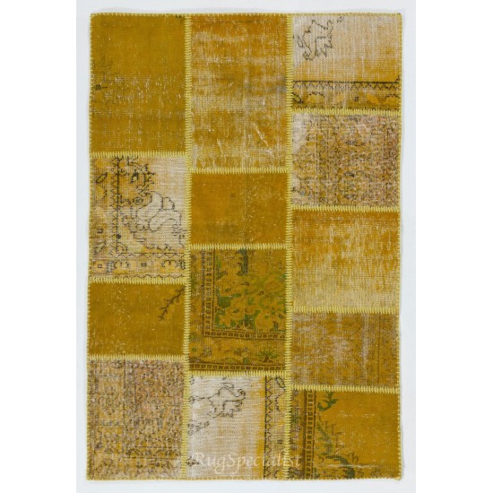 Handmade Patchwork Rug Made from Over-Dyed Vintage Carpets. Custom Options Av.