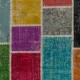 Contemporary Multicolored Overdyed Patchwork Rug | Hand-Knotted Turkish Wool Carpet for Living Room, Dining Room and Entryway Contemporary Multicolored Overdyed Patchwork Rug | Hand-Knotted Turkish Wool Carpet for Living Room, Dining Room and Entryway
