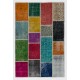 Multicolor Handmade Patchwork Rug Made from Over-Dyed Vintage Carpets