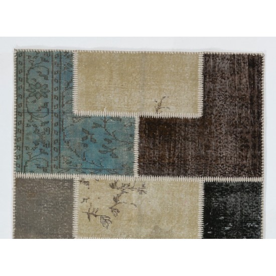 Handmade Patchwork Rug Made from Over-Dyed Vintage Carpets, CUSTOM OPTIONS Av.