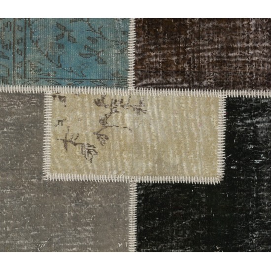 Handmade Patchwork Rug Made from Over-Dyed Vintage Carpets, CUSTOM OPTIONS Av.