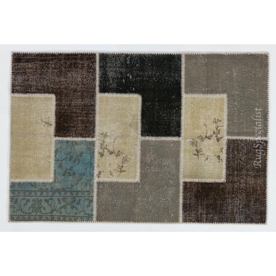 Handmade Patchwork Rug Made from Over-Dyed Vintage Carpets, CUSTOM OPTIONS Av.