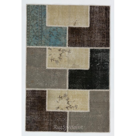 Handmade Patchwork Rug Made from Over-Dyed Vintage Carpets, CUSTOM OPTIONS Av.