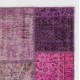 Hand-Knotted Pink and Purple Patchwork Rug | Modern Overdyed Turkish Wool Carpet for Living Room, Bedroom and Kitchen