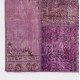 Hand-Knotted Pink and Purple Patchwork Rug | Modern Overdyed Turkish Wool Carpet for Living Room, Bedroom and Kitchen