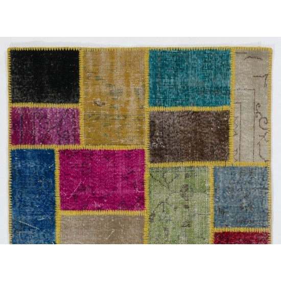 Handmade Patchwork Rug Made from Over-Dyed Vintage Carpets. Custom Options Av. Handmade Patchwork Rug Made from Over-Dyed Vintage Carpets. Custom Options Av.
