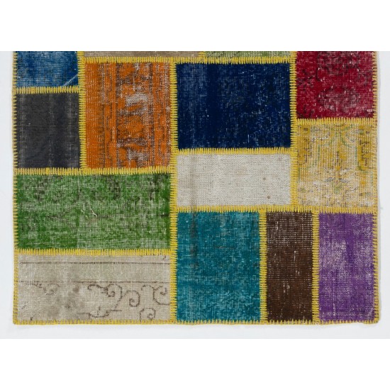 Handmade Patchwork Rug Made from Over-Dyed Vintage Carpets. Custom Options Av.