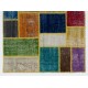 Handmade Patchwork Rug Made from Over-Dyed Vintage Carpets. Custom Options Av.