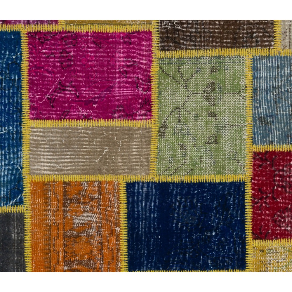 Handmade Patchwork Rug Made from Over-Dyed Vintage Carpets. Custom Options Av.