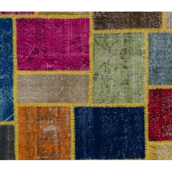 Handmade Patchwork Rug Made from Over-Dyed Vintage Carpets. Custom Options Av.