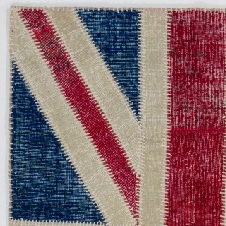 Handmade Patchwork Rug | Union Jack British Flag Design Carpet in Dark Blue, Red & Beige | United Kingdom Flag Rug Tapestry Handmade Patchwork Rug | Union Jack British Flag Design Carpet in Dark Blue, Red & Beige | United Kingdom Flag Rug Tapestry