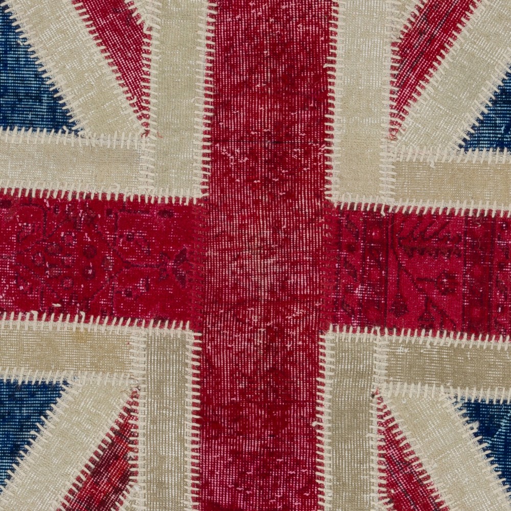 Handmade Patchwork Rug | Union Jack British Flag Design Carpet in Dark Blue, Red & Beige | United Kingdom Flag Rug Tapestry Handmade Patchwork Rug | Union Jack British Flag Design Carpet in Dark Blue, Red & Beige | United Kingdom Flag Rug Tapestry