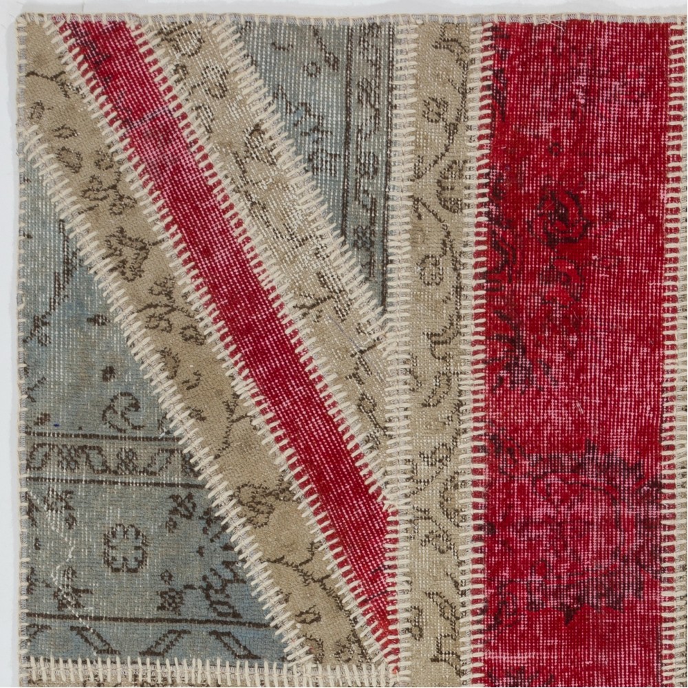 Modern Handmade Patchwork Rug with Union Jack British Flag Design | Hand-Knotted Turkish Carpet Modern Handmade Patchwork Rug with Union Jack British Flag Design | Hand-Knotted Turkish Carpet