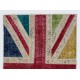 Union Jack British Flag Design Patchwork Rug Made from Re-Dyed Vintage Carpets