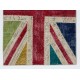 Union Jack British Flag Design Patchwork Rug Made from Re-Dyed Vintage Carpets