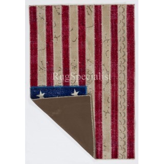 American Flag Design Patchwork Rug Made from ReDyed Vintage Carpets, Custom Options Av American Flag Design Patchwork Rug Made from ReDyed Vintage Carpets, Custom Options Av