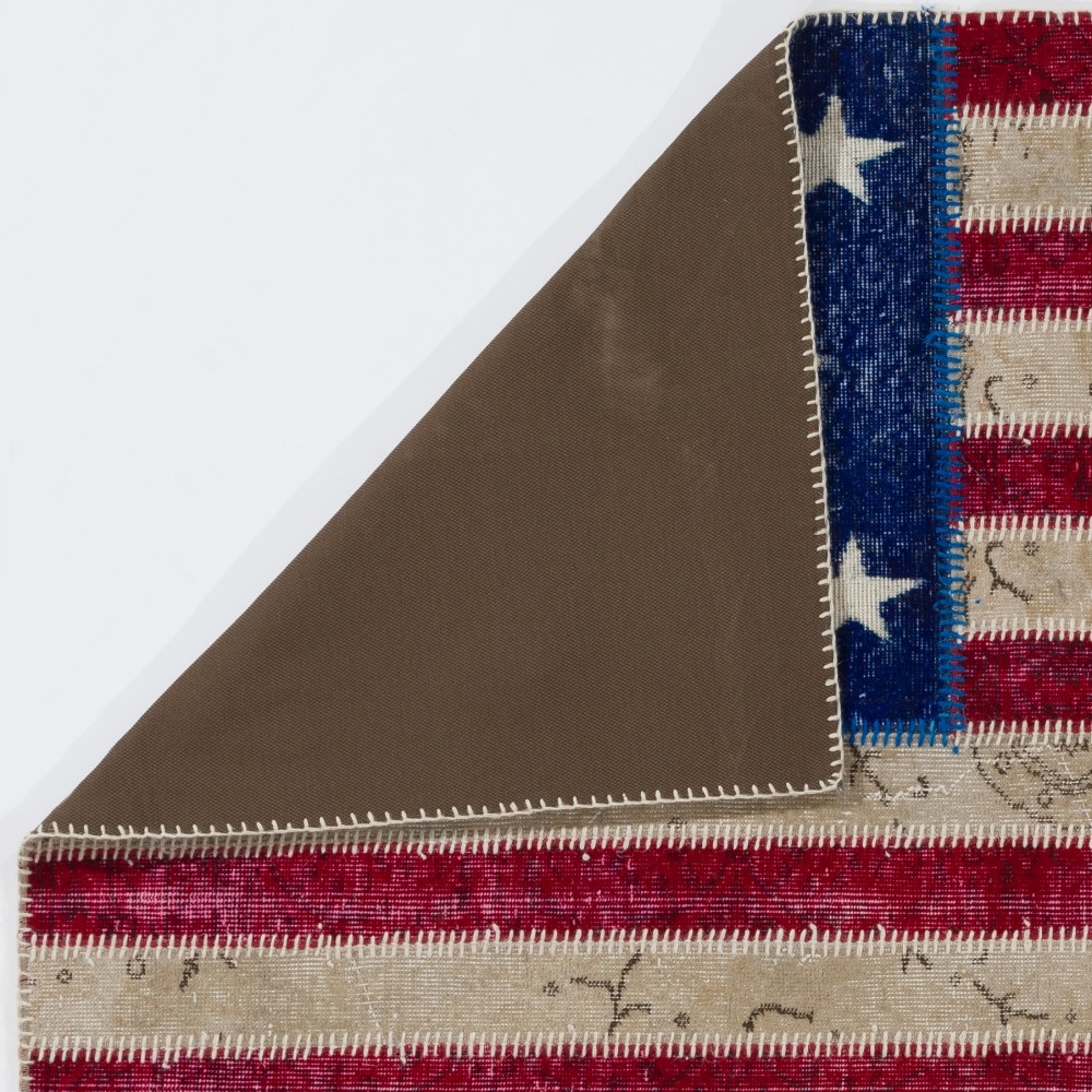 American Flag Design Patchwork Rug Made from ReDyed Vintage Carpets, Custom Options Av American Flag Design Patchwork Rug Made from ReDyed Vintage Carpets, Custom Options Av
