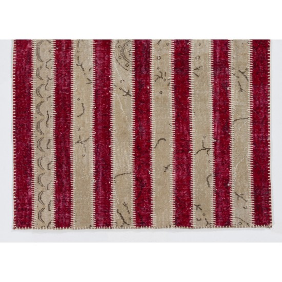 American Flag Design Patchwork Rug Made from ReDyed Vintage Carpets, Custom Options Av