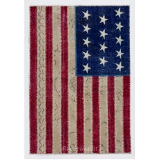 American Flag Design Patchwork Rug Made from ReDyed Vintage Carpets, Custom Options Av