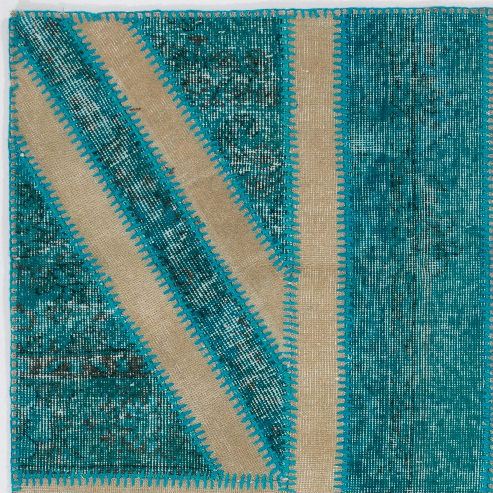Modern Handmade Patchwork Rug with Union Jack British Flag Design | Hand-Knotted UK Flag Pattern Teal Blue Carpet Modern Handmade Patchwork Rug with Union Jack British Flag Design | Hand-Knotted UK Flag Pattern Teal Blue Carpet