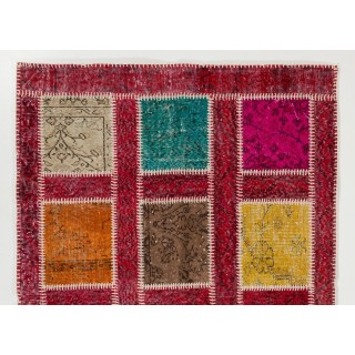 Handmade Patchwork Rug Made from Over-Dyed Vintage Carpets, CUSTOM OPTIONS Av. Handmade Patchwork Rug Made from Over-Dyed Vintage Carpets, CUSTOM OPTIONS Av.