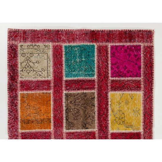 Handmade Patchwork Rug Made from Over-Dyed Vintage Carpets, CUSTOM OPTIONS Av. Handmade Patchwork Rug Made from Over-Dyed Vintage Carpets, CUSTOM OPTIONS Av.