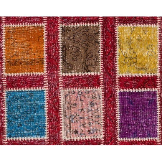 Handmade Patchwork Rug Made from Over-Dyed Vintage Carpets, CUSTOM OPTIONS Av.