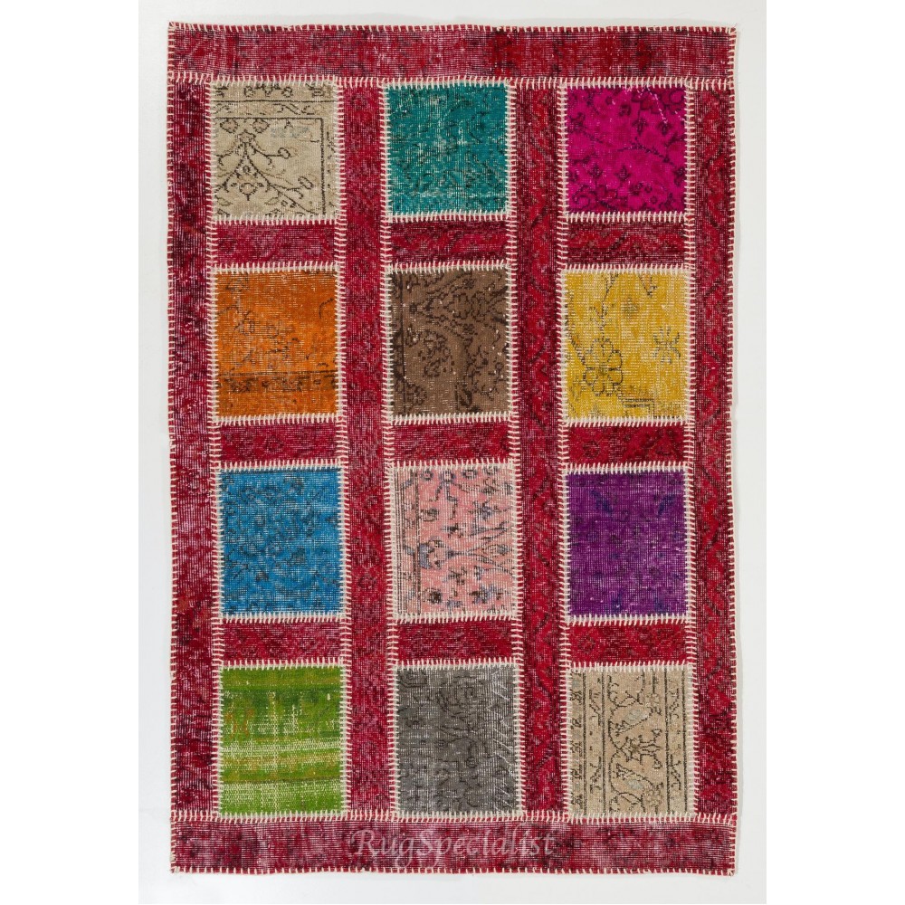 Handmade Patchwork Rug Made from Over-Dyed Vintage Carpets, CUSTOM OPTIONS Av.
