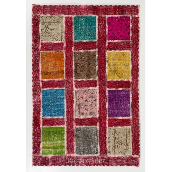 Handmade Patchwork Rug Made from Over-Dyed Vintage Carpets, CUSTOM OPTIONS Av.