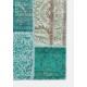 Hand-Made Patchwork Rug in Shades of Teal Blue. Contemporary Turkish Carpet, Woolen Floor Covering.