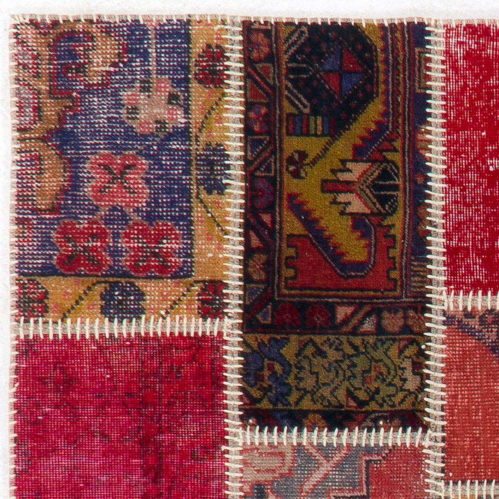 Traditional Vintage Turkish Patchwork Rug | Handmade Wool Carpet