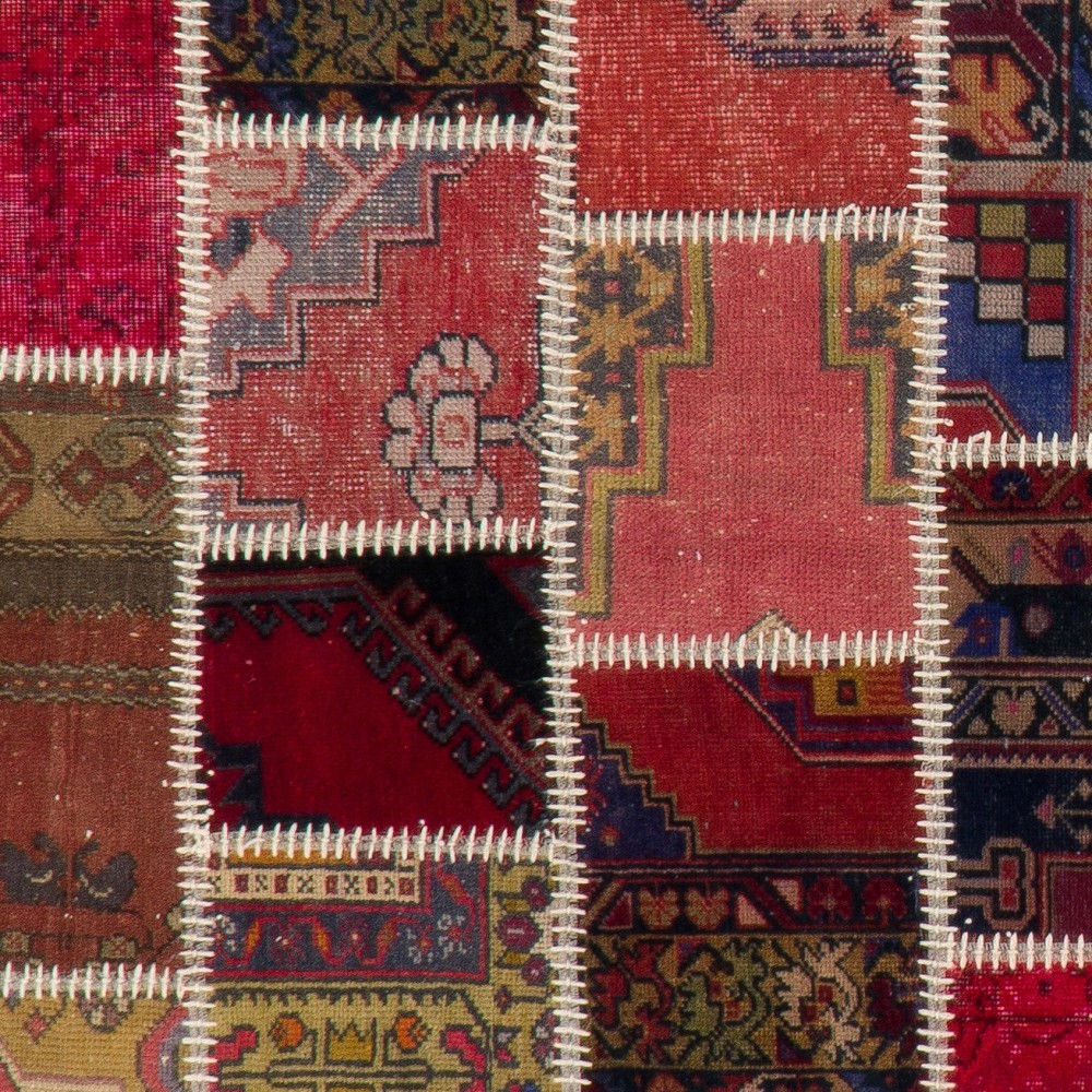 Traditional Vintage Turkish Patchwork Rug | Handmade Wool Carpet