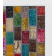 Colorful Brick Pattern Patchwork Rug | Bohemian Style Hand-Knotted Turkish Overdyed Carpet Colorful Brick Pattern Patchwork Rug | Bohemian Style Hand-Knotted Turkish Overdyed Carpet