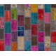 Modern Handmade Turkish Patchwork Rug. Bohemian Style Carpet in Vivid Colors