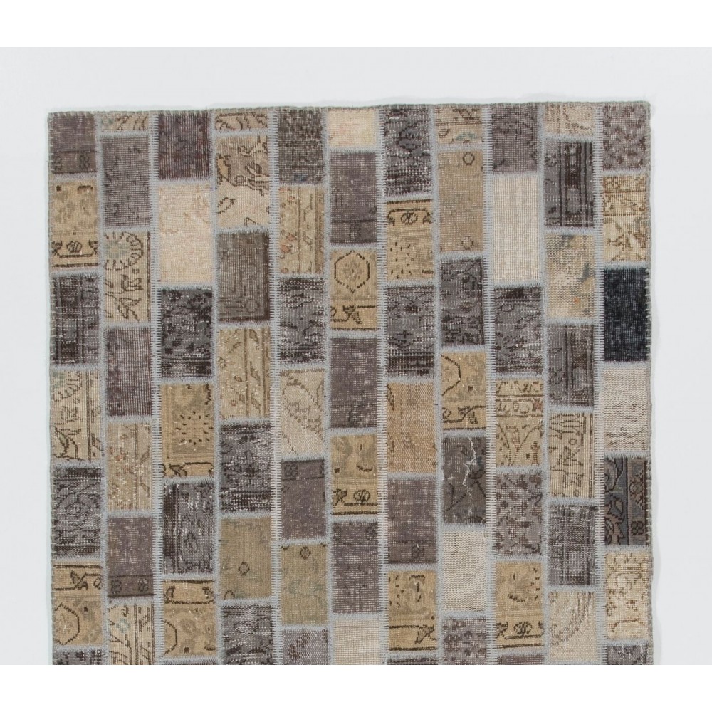 Handmade Patchwork Rug Made from Over-Dyed Vintage Carpets