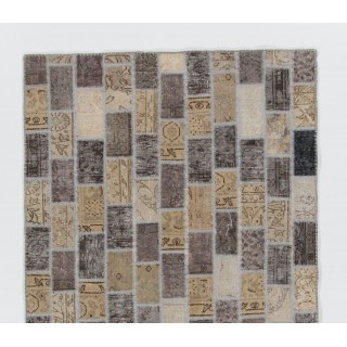 Handmade Patchwork Rug Made from Over-Dyed Vintage Carpets Handmade Patchwork Rug Made from Over-Dyed Vintage Carpets