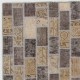 Modern Gray and Beige Patchwork Rug for Living Room, Brick Pattern Handknotted Turkish Carpet Modern Gray and Beige Patchwork Rug for Living Room, Brick Pattern Handknotted Turkish Carpet