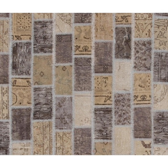 Handmade Patchwork Rug Made from Over-Dyed Vintage Carpets Handmade Patchwork Rug Made from Over-Dyed Vintage Carpets