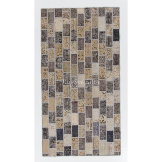 Handmade Patchwork Rug Made from Over-Dyed Vintage Carpets Handmade Patchwork Rug Made from Over-Dyed Vintage Carpets